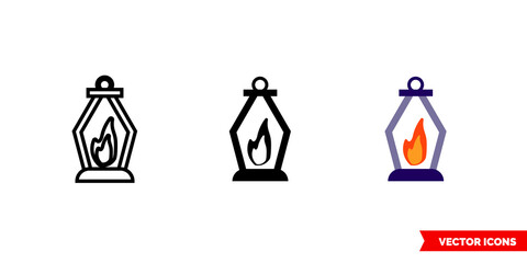 Oil lamp icon of 3 types color, black and white, outline. Isolated vector sign symbol.