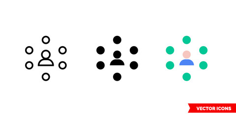 Omnichannel icon of 3 types color, black and white, outline. Isolated vector sign symbol.
