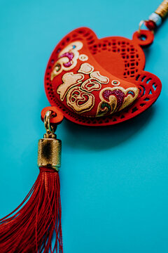 chinese decoration on blue background