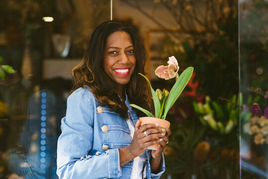 Woman in flower shop