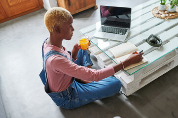 Young woman working from home