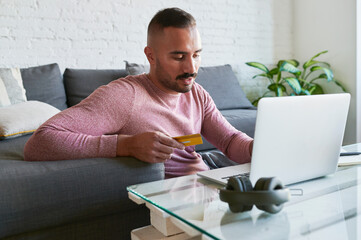 Man shopping online at home