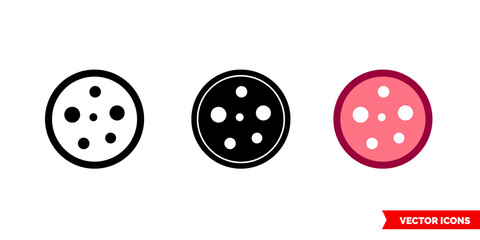 Salami icon of 3 types color, black and white, outline. Isolated vector sign symbol.