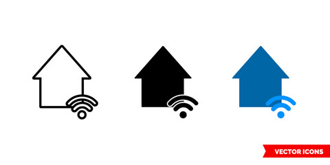 Smart home connection icon of 3 types color, black and white, outline. Isolated vector sign symbol.