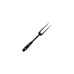 Black fork icon. BBQ and grill tools. Barbeque cutlery. Kitchen utensil.