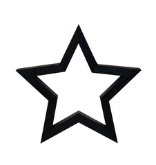 Christmas toy black wooden star isolated on white background 