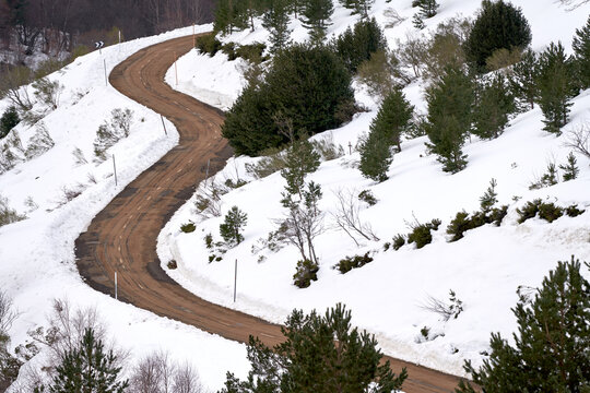 Road in a mountain White Snow