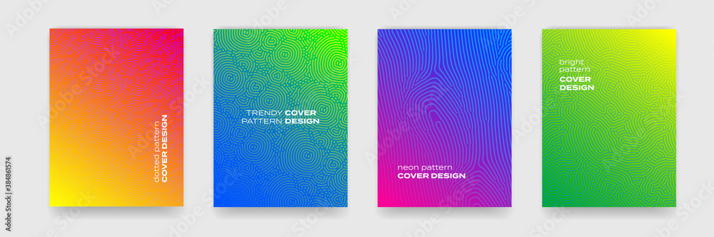 Aufkleber background patterns, abstract lines and color gradient, vector covers design trendy templates. memph