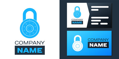 Logotype Safe combination lock wheel icon isolated on white background. Combination Padlock. Protection concept. Password sign. Logo design template element. Vector.