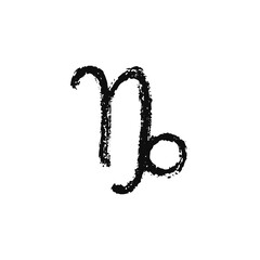 Vector zodiac sign. Capricorn was painted by brush