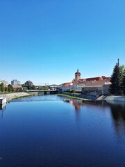 Fototapeta na wymiar View of the river Otava and the castle in Strakonice
