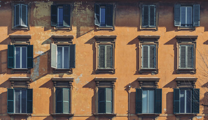 Architecture Of Ancient City Of Rome / Facade Details And Streets Of City