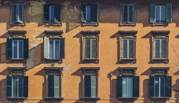 Architecture Of Ancient City Of Rome / Facade Details And Streets Of City