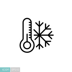 Thermometer and snowflake icon. Thermometer cold