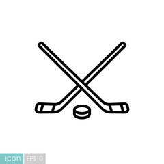 Ice Hockey Sticks and Puck vector icon