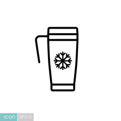 Travel thermo cup vector icon. Winter sign