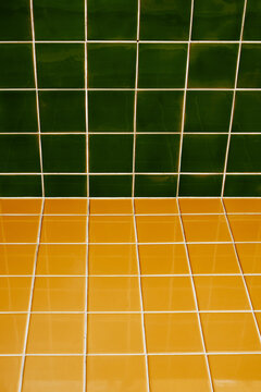 yellow and green Portuguese tiles