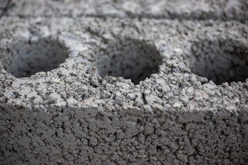cinder block brick structure, building element, close-up.