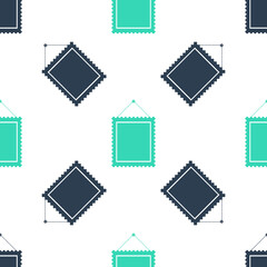 Green Rectangular picture frame hanging on the wall icon isolated seamless pattern on white background. Vector.
