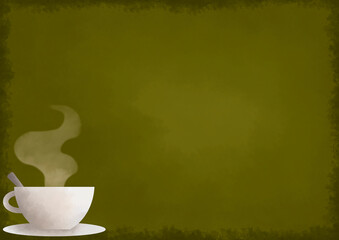 taza de café con fondo verde