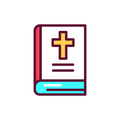 Obraz premium Bible color line icon. Vector illustration. Outline pictogram