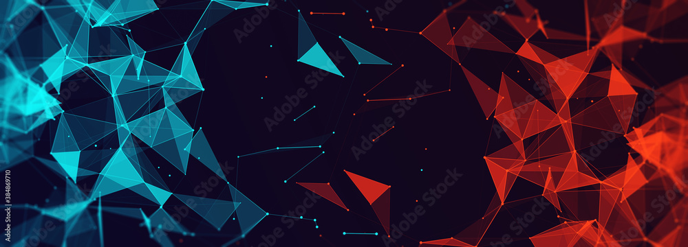 Poster Digital technology background. Network connection dots and lines. Futuristic background for presentation design. 3d