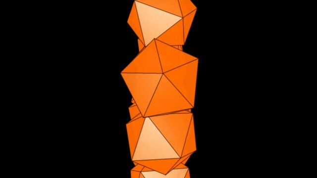 Animation of polygonal geometrical objects with several transitions in space trough time.