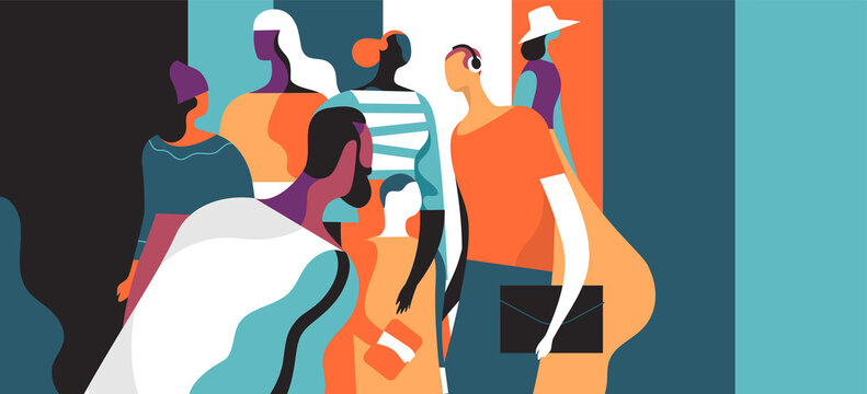 Gruppo di giovani uomini e donne alla moda