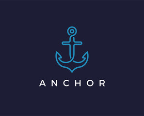 minimal anchor logo template - vector illustration