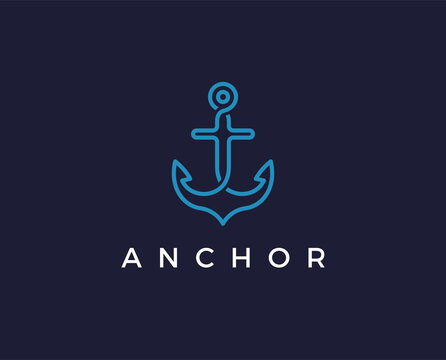 minimal anchor logo template - vector illustration