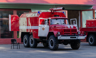 red car of the fire department,