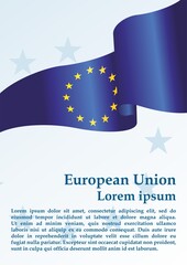 Flag of Europe, European Union. Template for award design, an official document with the flag of European Union. Bright, colorful vector illustration