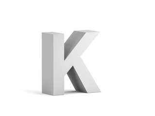 White bold letter K isolated on white background 3d