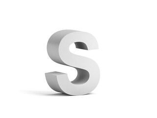 White bold letter S isolated on white background 3d