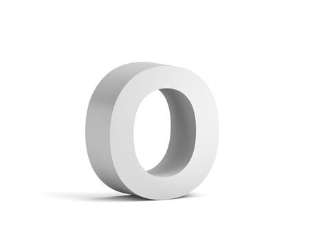 White bold letter O isolated on white background 3d