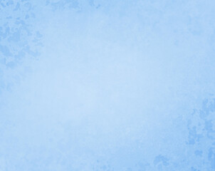 Light blue background with old vintage grunge texture on border and corners, pastel blue paper with soft light center