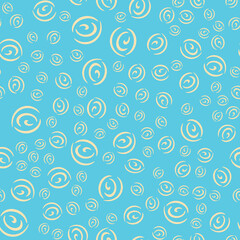 Seamless pattern of abstract curved round shapes. Outline of the drawn rings. Simple modern ornament.