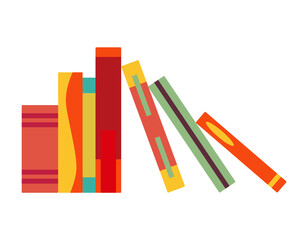 Various books, stack of books, notebooks. Set for book lovers. Read more books. Hand drawn educational vector illustration. Flat design style