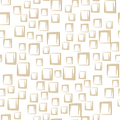 Seamless vector geometric pattern. Gold stylized rectangles on a white background.