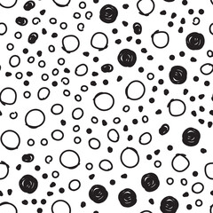 Dots seamless pattern. Hand drawn circles background texture.