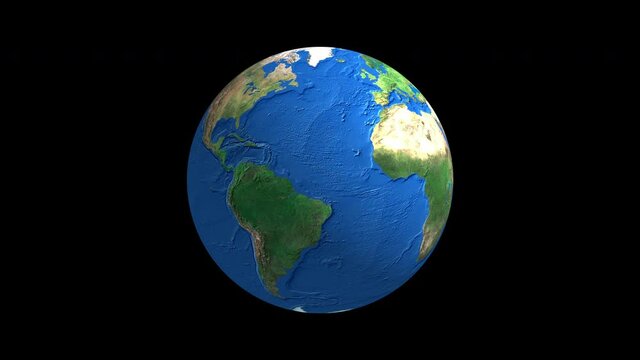 3d animated globe with relief earth texture