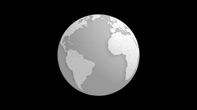 3d animated globe with white grey texture