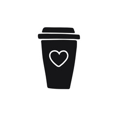 Vector hand drawn doodle sketch coffee take away cup isolated on white background