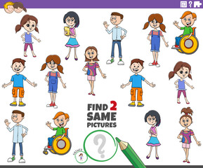 find two same kid characters educational task