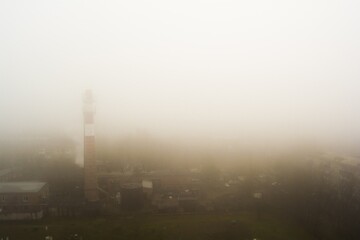 oil refinery. Mist