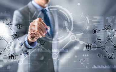 Business intelligence. Financial dashboard with key performance indicators.