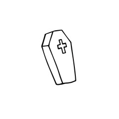 Vector hand drawn doodle sketch coffin isolated on white background