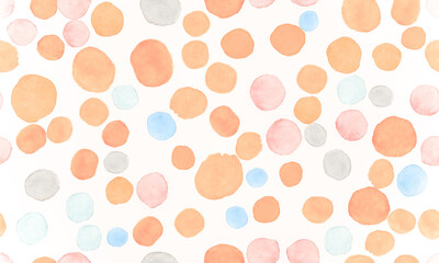 Seamless Circle Pattern. White Watercolor 