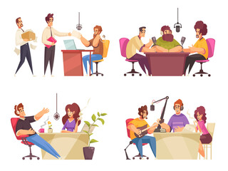 Radio Studio Concept Icons Set