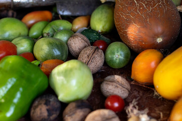 nuts and green tomatoes and other vegetables